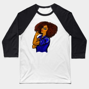 Anime Afro anime strong woman with afro and blue eyes Baseball T-Shirt